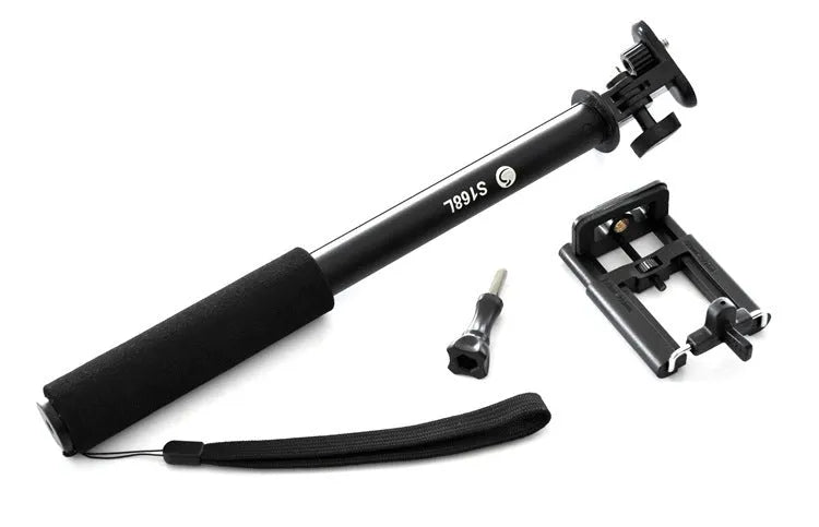 Aluminium alloy selfie stick for mobile phone in black, gold and pink colour options