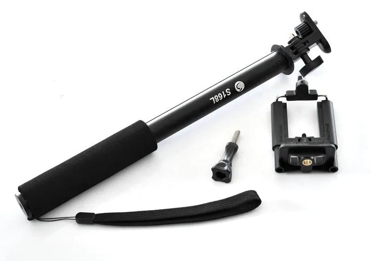Aluminium alloy selfie stick for mobile phone in black, gold and pink colour options