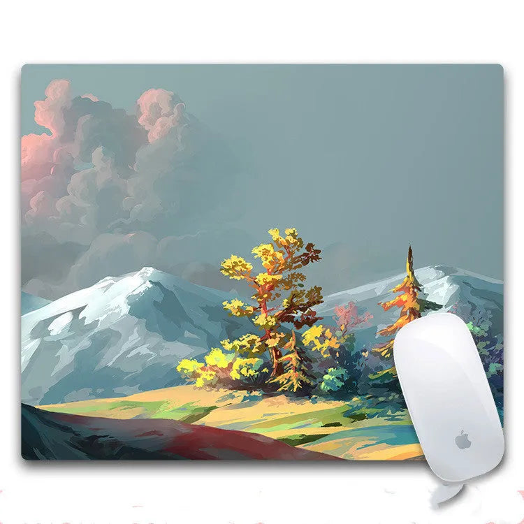 Customisable rectangular rubber and cloth mouse pad with non-slip base, showing a printed design option.