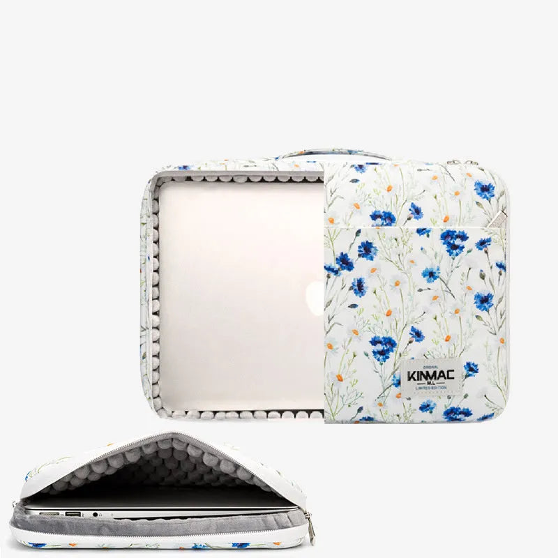 White polyester waterproof shockproof protective cover for notebook, tablet, or iPad with zip closure and computer pocket