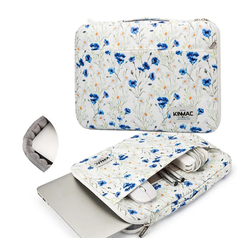 White polyester waterproof shockproof protective cover for notebook, tablet, or iPad with zip closure and computer pocket
