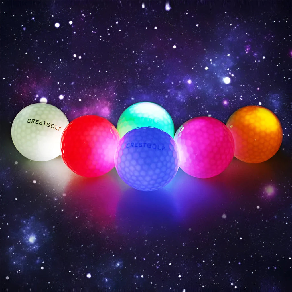 LED golf ball 42.6mm with resin surface and synthetic rubber core, white colour for night training