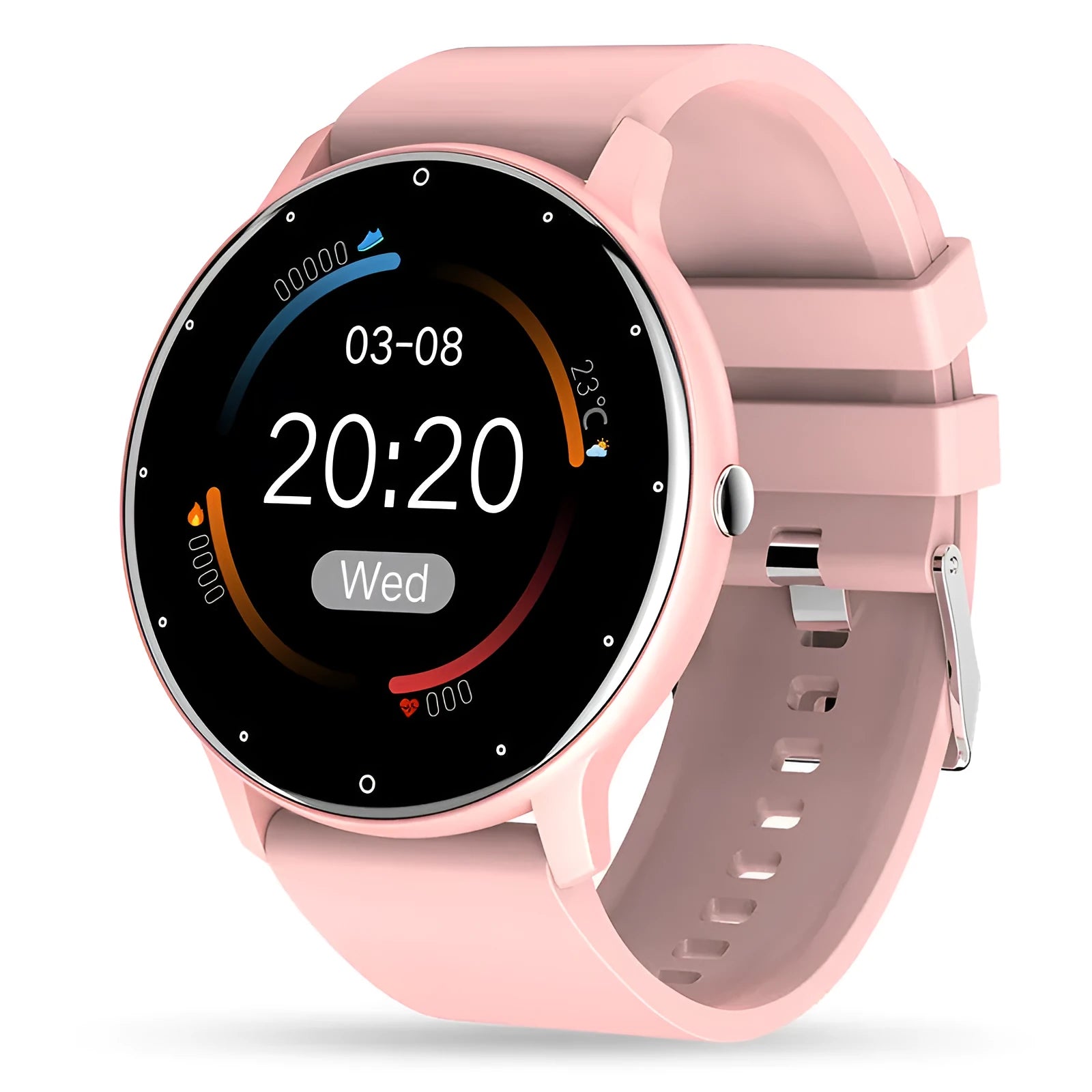 Sports step movement remote control camera watch with 1.28 inch touch screen silicone strap in pink blue black gold