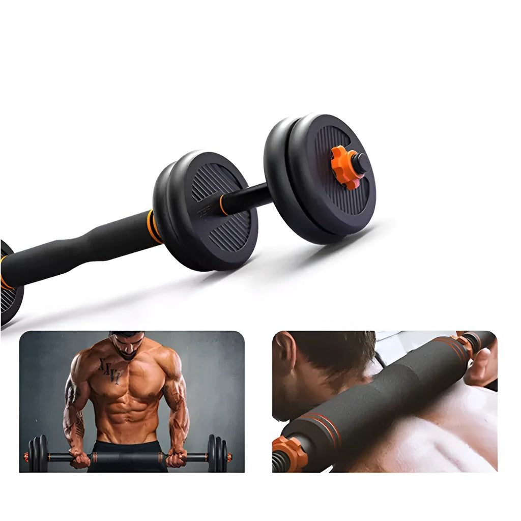 Men's rubberized dumbbell kettlebell barbell set with plastic concrete core, 42cm length