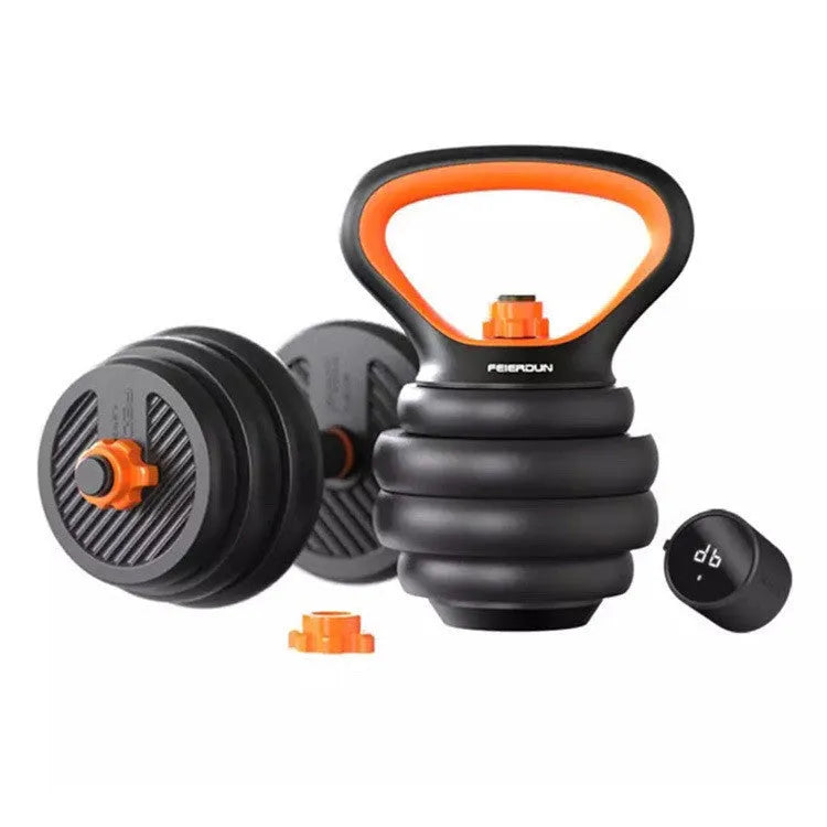 Men's rubberized dumbbell kettlebell barbell set with plastic concrete core, 42cm length