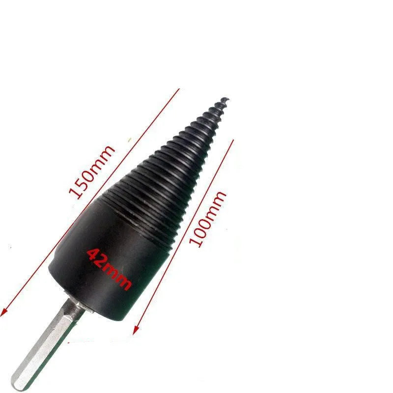 Hexagonal firewood splitting drill bit attachment for electric hand drills in 32mm and 42mm sizes