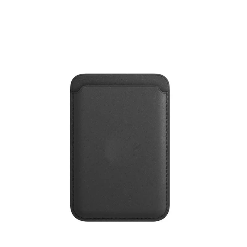 Black PU iPhone case with a magnetic card holder wallet back, MagSafe compatible