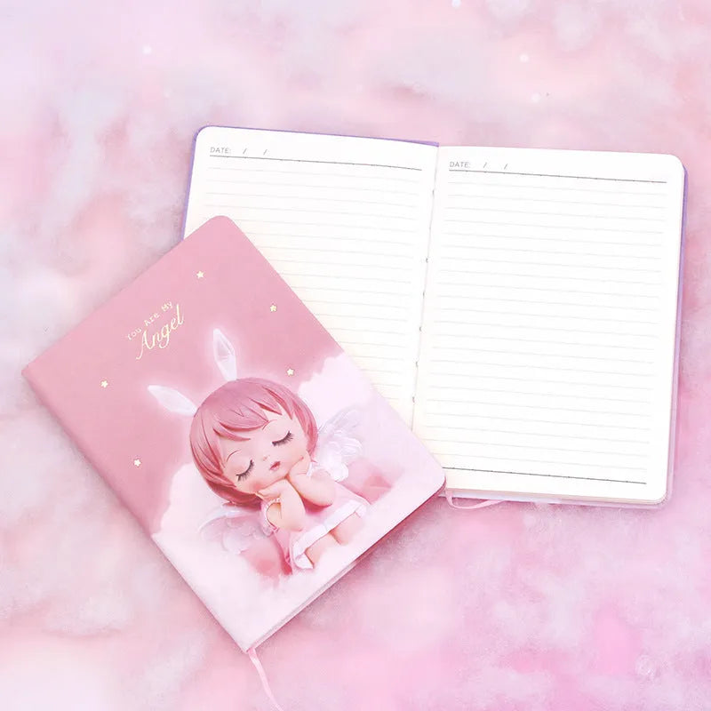 Flower fairy design notebook with PU leather cover and 85 lined writing pages