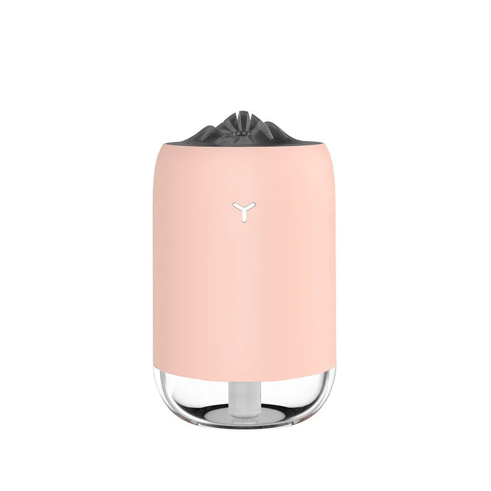 Magic Flame columnar desktop humidifier and diffuser in light blue colour with USB cable.