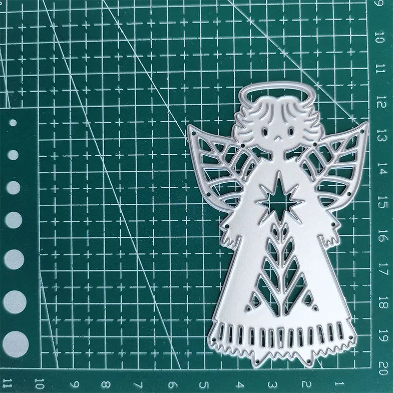 White carbon steel angel knife mould for card embossing with hanging ornament
