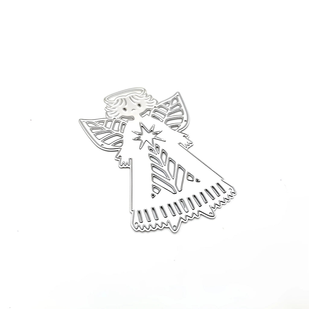 White carbon steel angel knife mould for card embossing with hanging ornament