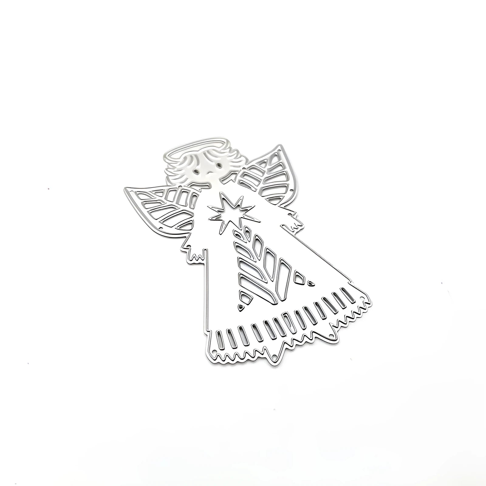 White carbon steel angel knife mould for card embossing with hanging ornament