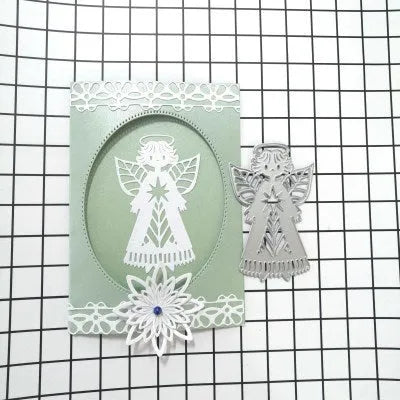 White carbon steel angel knife mould for card embossing with hanging ornament