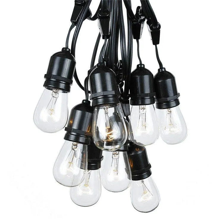 15-metre black decorative light string with 15 bulbs for indoor and outdoor festoon lighting