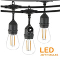 15-metre black decorative light string with 15 bulbs for indoor and outdoor festoon lighting