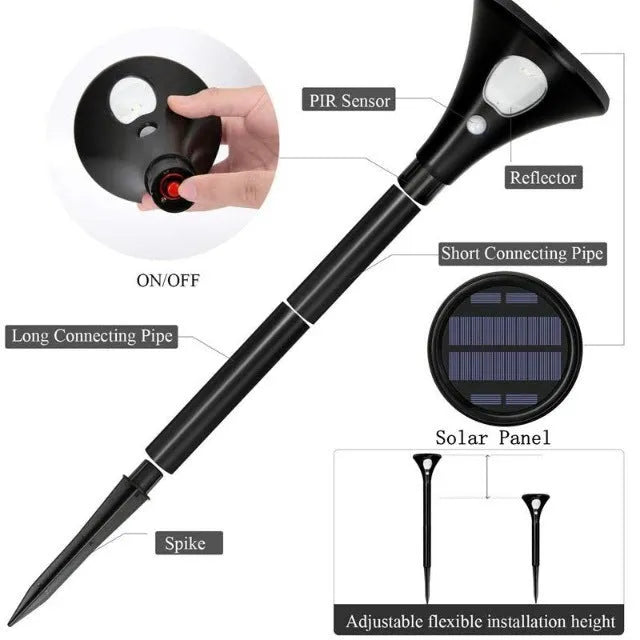 Solar induction ground plug light with lamp pole and connecting tubes for outdoor garden installation