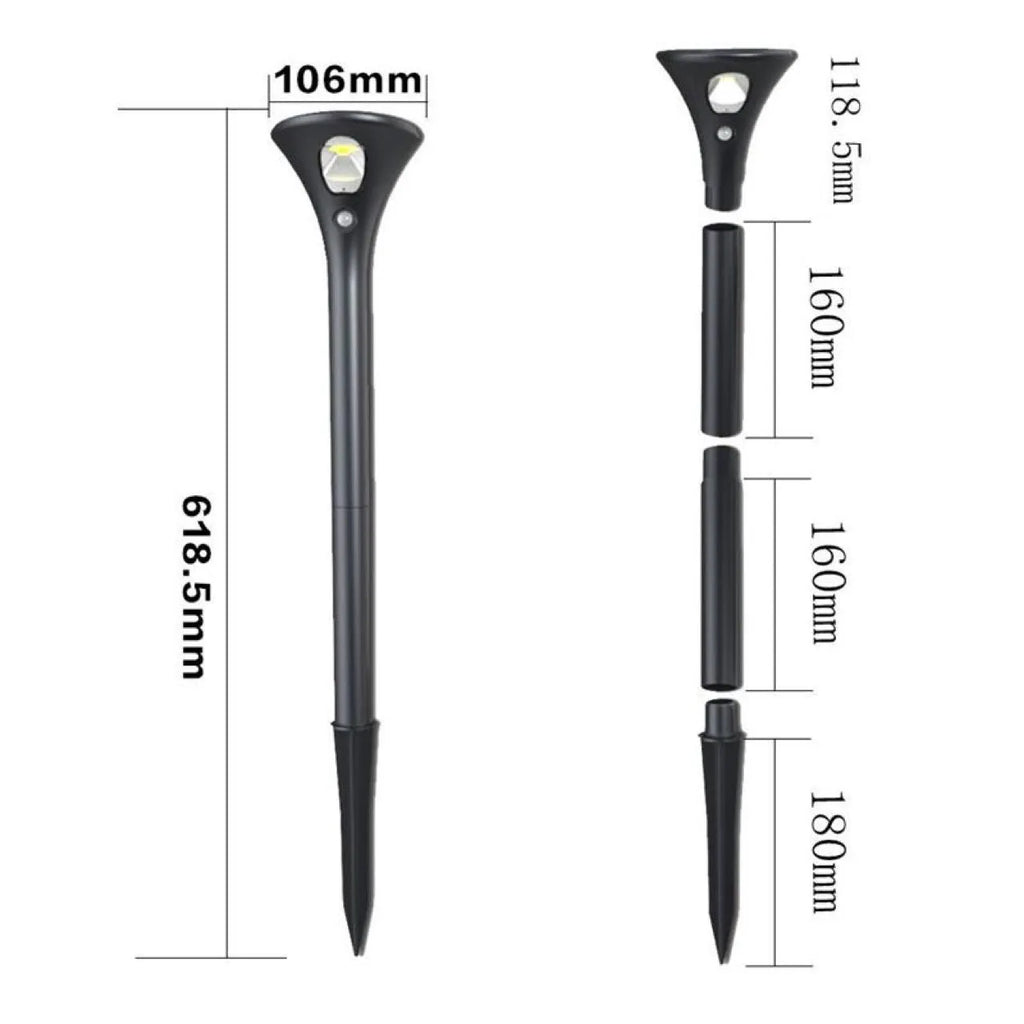 Solar induction ground plug light with lamp pole and connecting tubes for outdoor garden installation