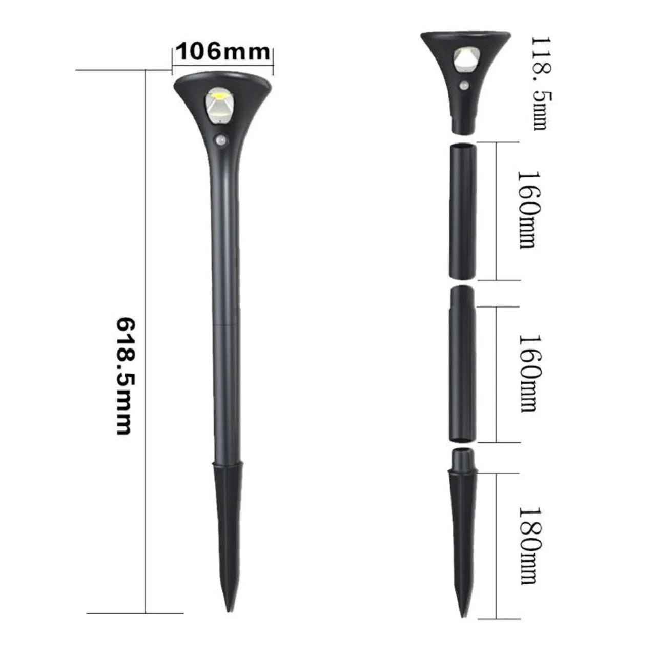 Solar induction ground plug light with lamp pole and connecting tubes for outdoor garden installation