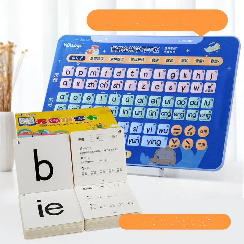 Interactive Chinese learning wall chart with electronic audio and pinyin cards for children