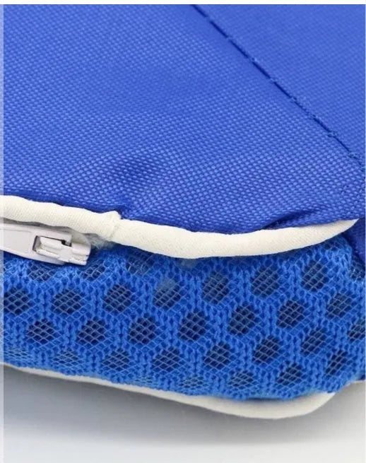 Blue pet cooling ventilation mat made from cool nylon Oxford with POE inner cushion, available in multiple sizes