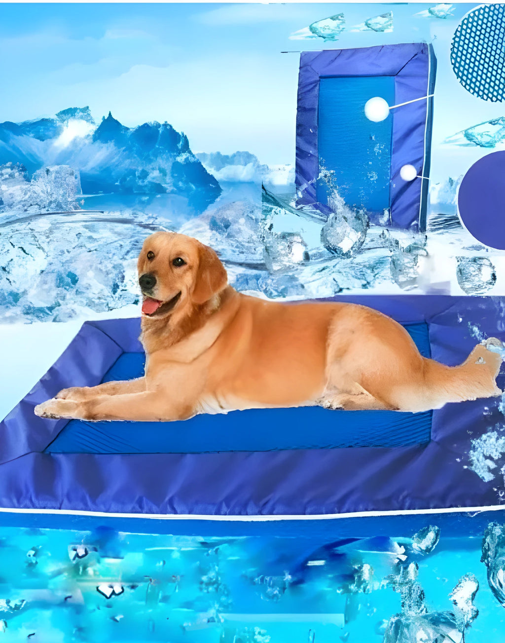 Blue pet cooling ventilation mat made from cool nylon Oxford with POE inner cushion, available in multiple sizes