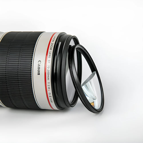 77mm rotating half moon mirror split focus filter for DSLR cameras with microfiber cloth and storage bag