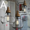Glass wood grain single head pendant light with adjustable cord on white background