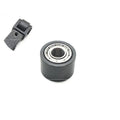 Assortment of pneumatic belt machine spare parts including metal rollers, blades, springs, a switch, and a coupling.