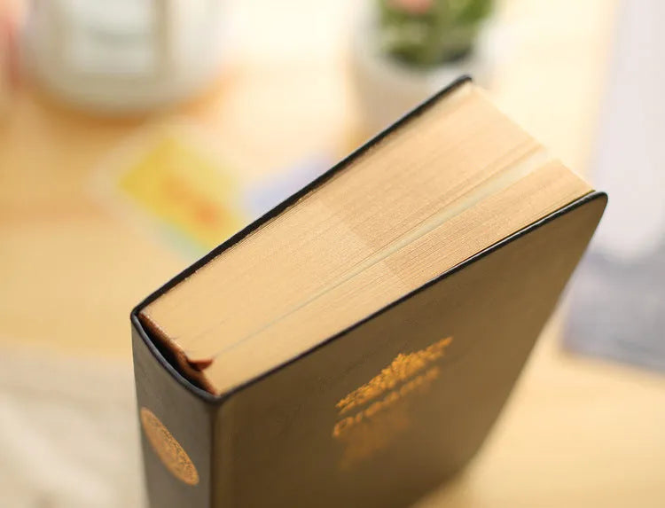 Jingu Super Thick Notebook with imitation leather cover, showing its photo colour and substantial 35mm depth.