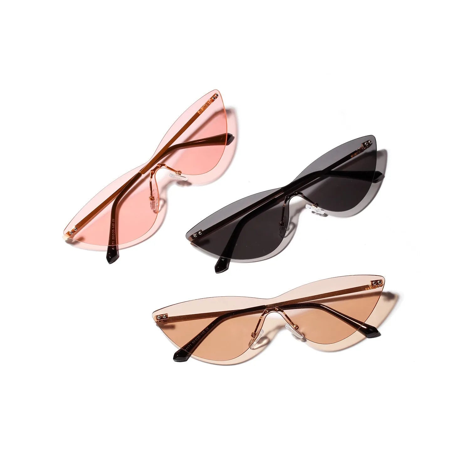 Brown lens vintage sunglasses with metal frame for adults
