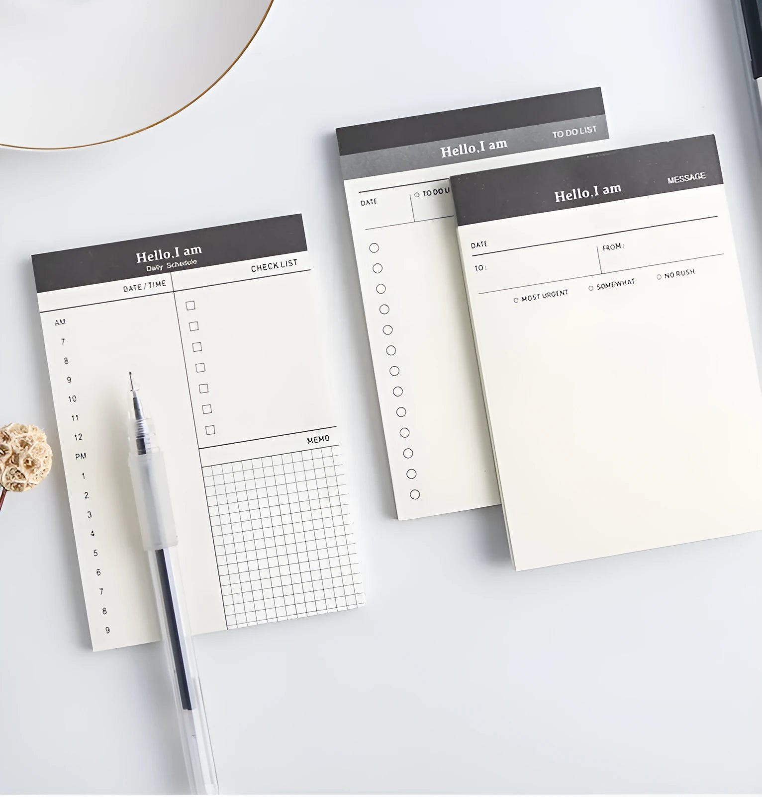 Business day planner notepad with paper cover and 52 pages, tear pad style for office desk use