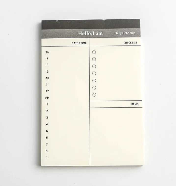 Business day planner notepad with paper cover and 52 pages, tear pad style for office desk use