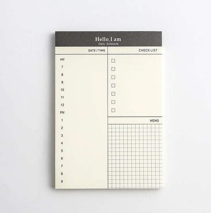 Business day planner notepad with paper cover and 52 pages, tear pad style for office desk use