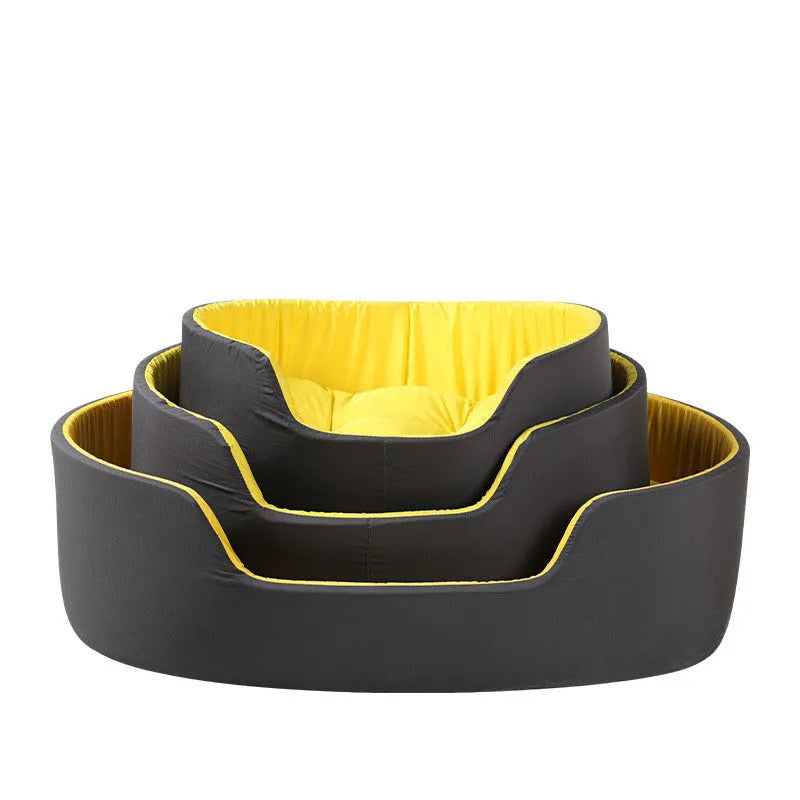 Black and green washable cloth pet kennel for dogs and cats in three sizes.