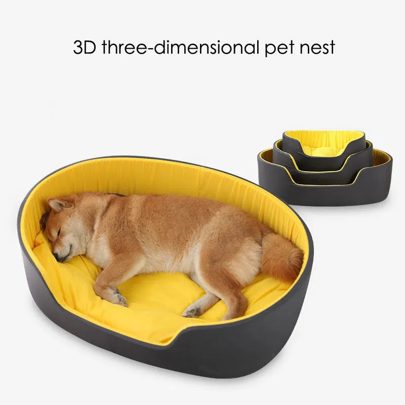 Black and green washable cloth pet kennel for dogs and cats in three sizes.