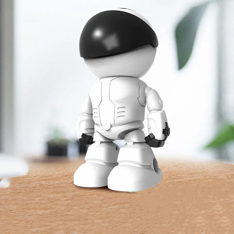 Silver plastic HD night vision robot surveillance camera with 355-degree rotation capability