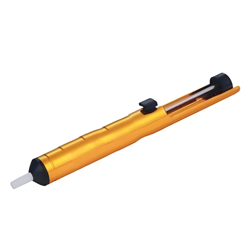 Manual solder suction device in blue, gold, or silver colour with ABS plastic construction