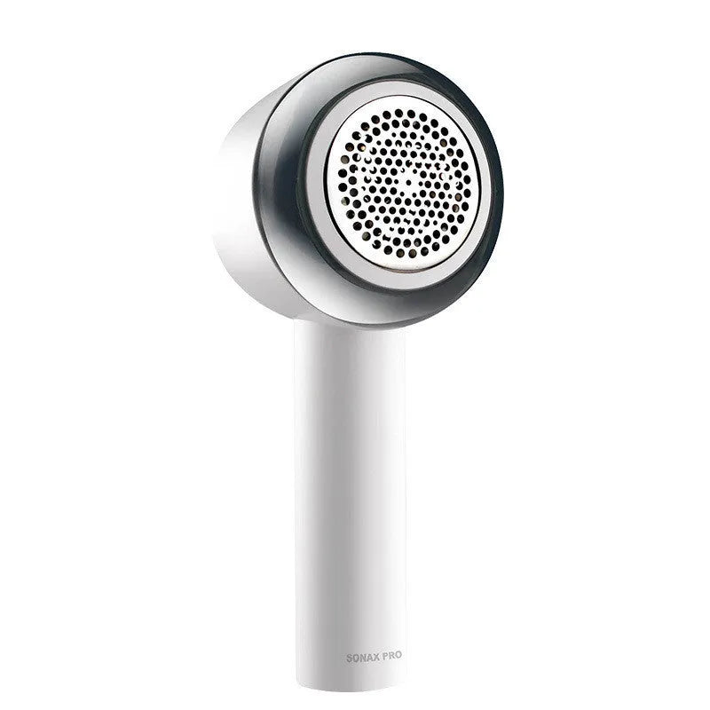 White rechargeable clothes shaver for jersey fabrics with ABS body measuring 19.3cm