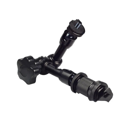 Black metal MENGS 7-inch magic friction articulating arm for DSLR cameras with ball heads and mounts.
