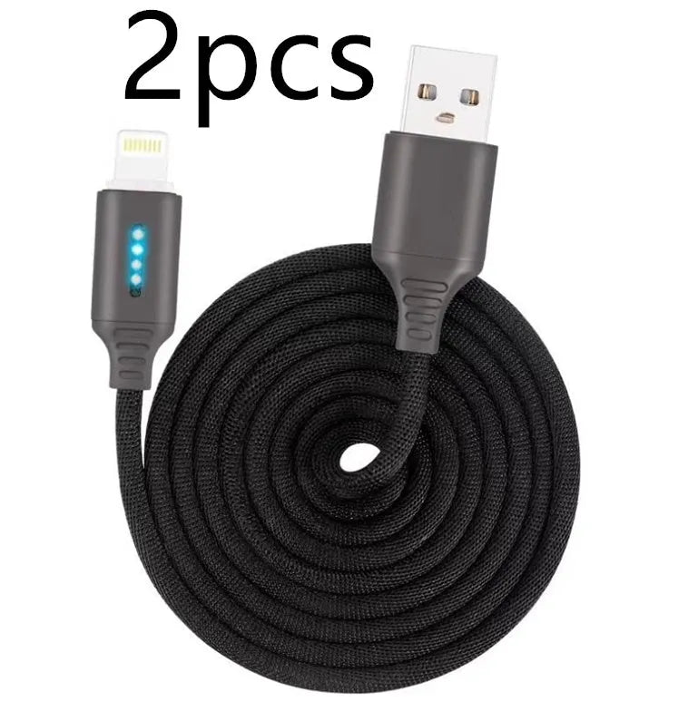 Fabric weaving fast charging cable showing woven texture and USB connector