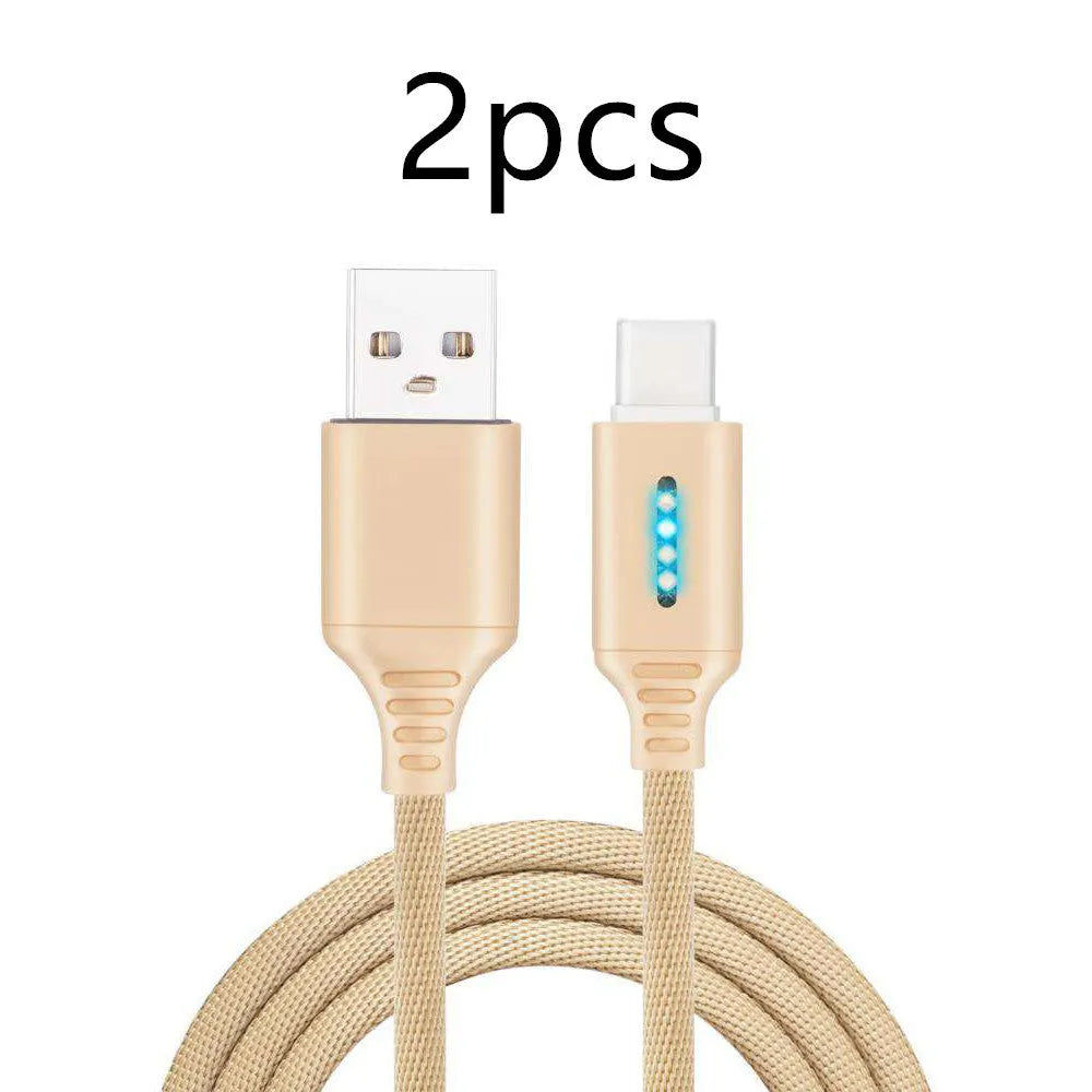 Fabric weaving fast charging cable showing woven texture and USB connector