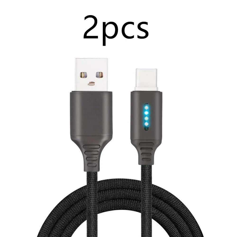 Fabric weaving fast charging cable showing woven texture and USB connector