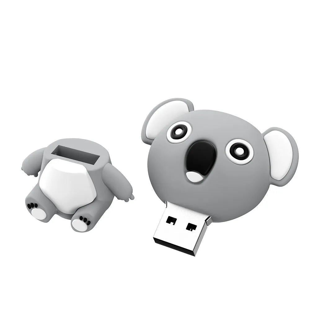 Cartoon silicone USB drive shaped like an anime koala in Brown colour with indicator light and USB connector visible