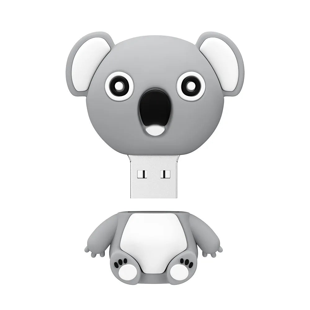 Cartoon silicone USB drive shaped like an anime koala in Brown colour with indicator light and USB connector visible