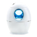 Small round white aromatherapy humidifier with USB cable and water mist emission