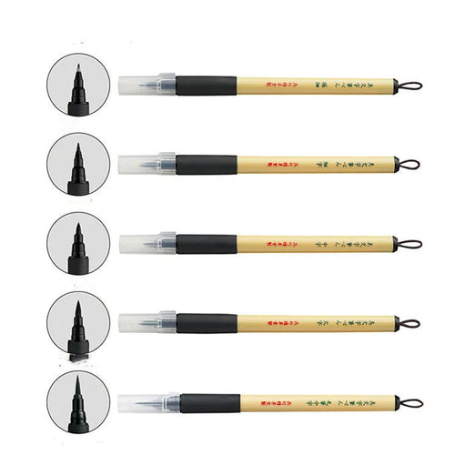 Bamboo calligraphy practice pen with soft hair tip and interchangeable nibs for Chinese writing