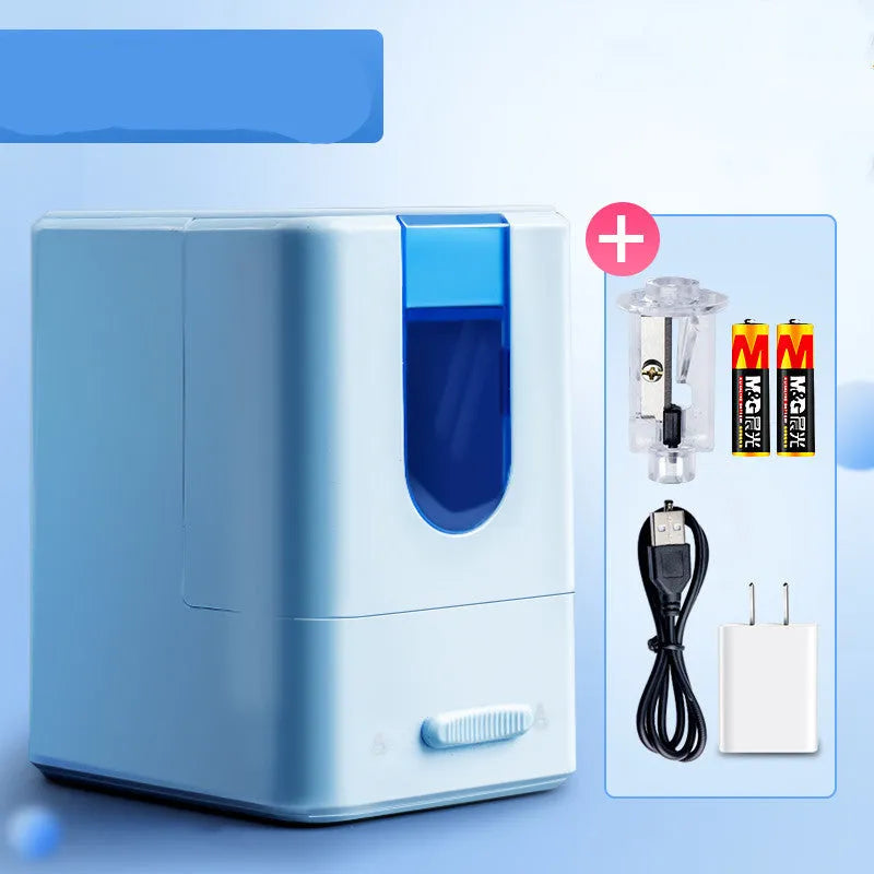 Chenguang automatic electric pencil sharpener in white with spare blade holder and power cord