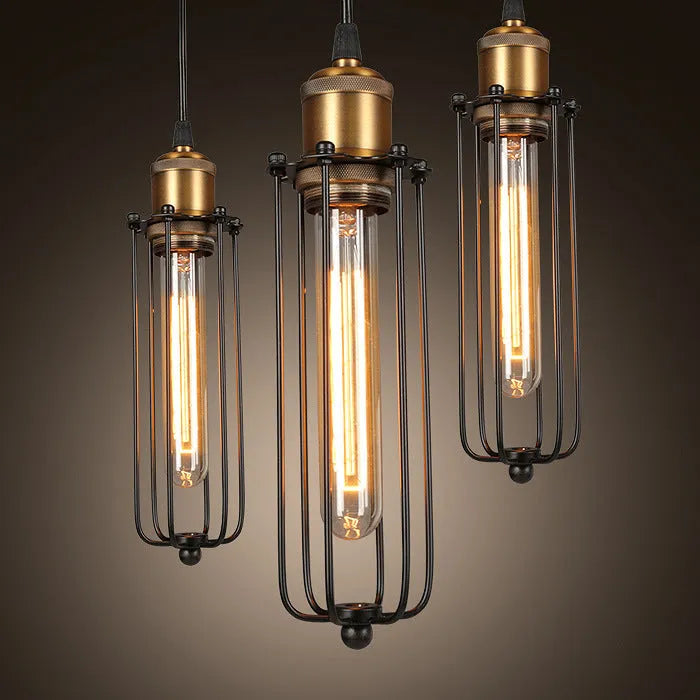 Brown iron gladiator-style chandelier with a fishing line design for ceiling installation.