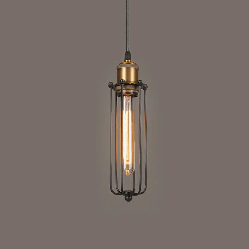 Brown iron gladiator-style chandelier with a fishing line design for ceiling installation.