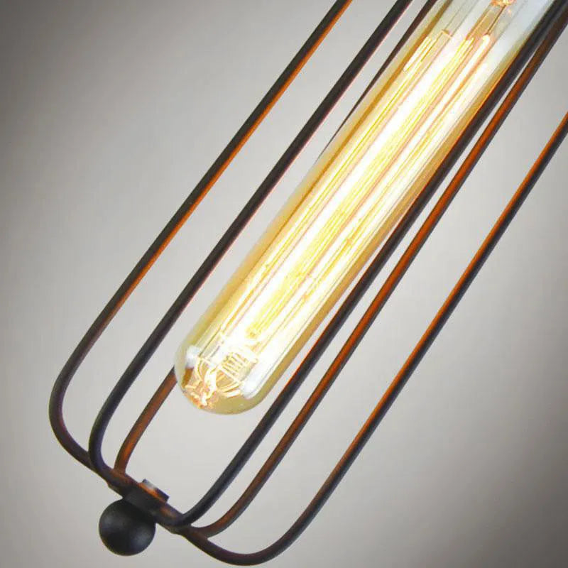 Brown iron gladiator-style chandelier with a fishing line design for ceiling installation.